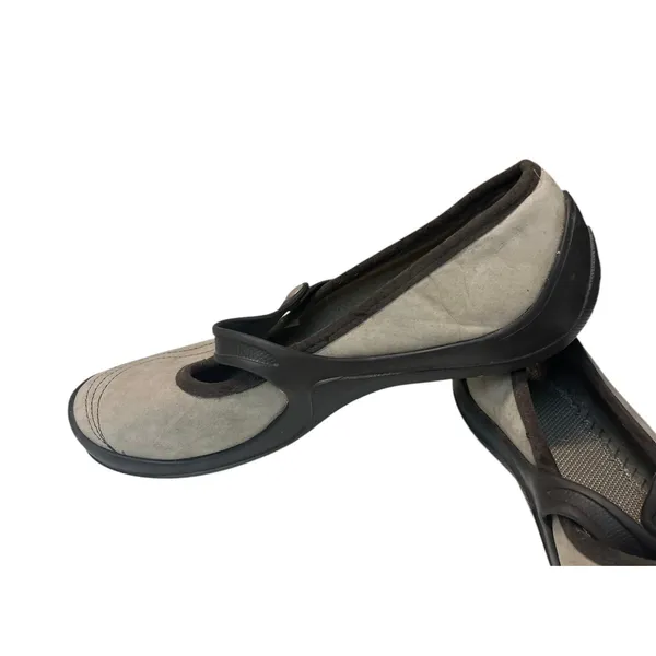 Crocs Nubuck Leather Mary Jane Comfort Slip-On Brown/Tan 8 - Image 6