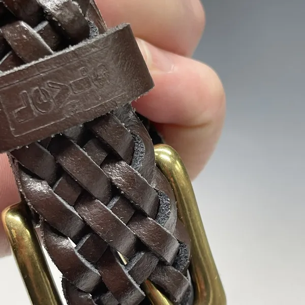 Vintage Levi's Brown Leather Woven Belt w/Brass Size‎ S Small - Image 2