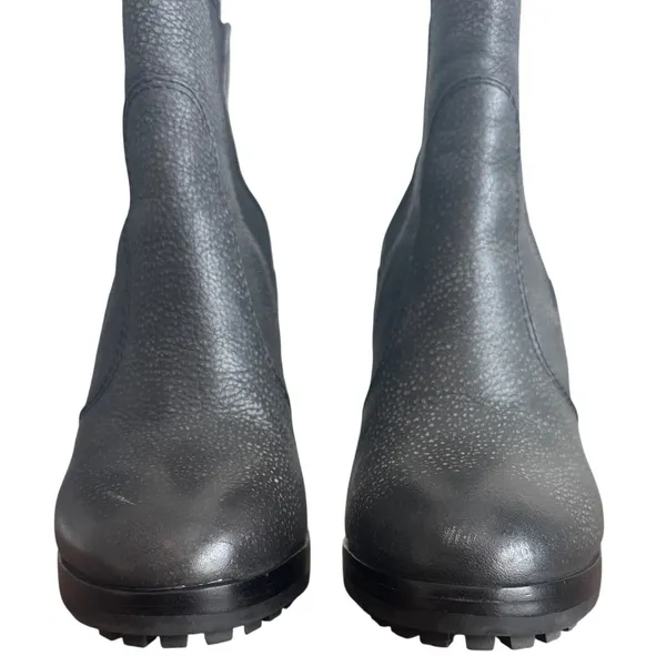 Tory Burch Sullivan Booties 7 Irish Charcoal Leather Lug Platform Chelsea - Image 3