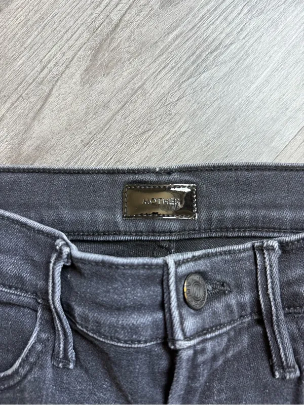 MOTHER The Hustler Ankle Fray Jeans Washed Black 27 Waist - Image 3