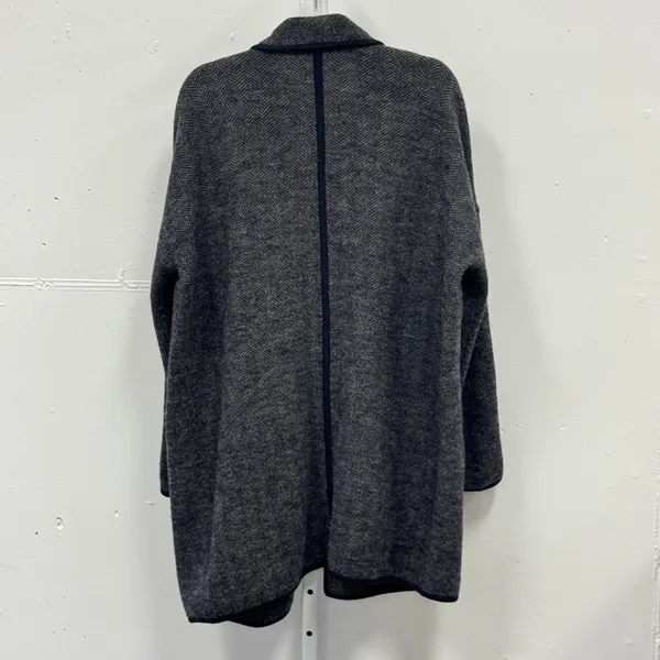 Madewell 100% Merino Wool Herringbone Sweater Coat Grey NB389 Women's Small - Image 3