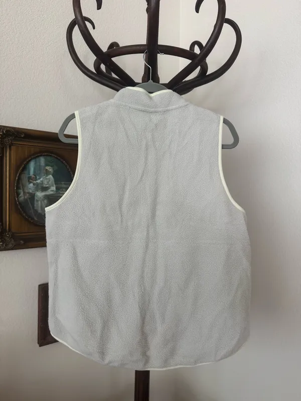 Beige/Gray Fleece Zip Up Vest - Image 3