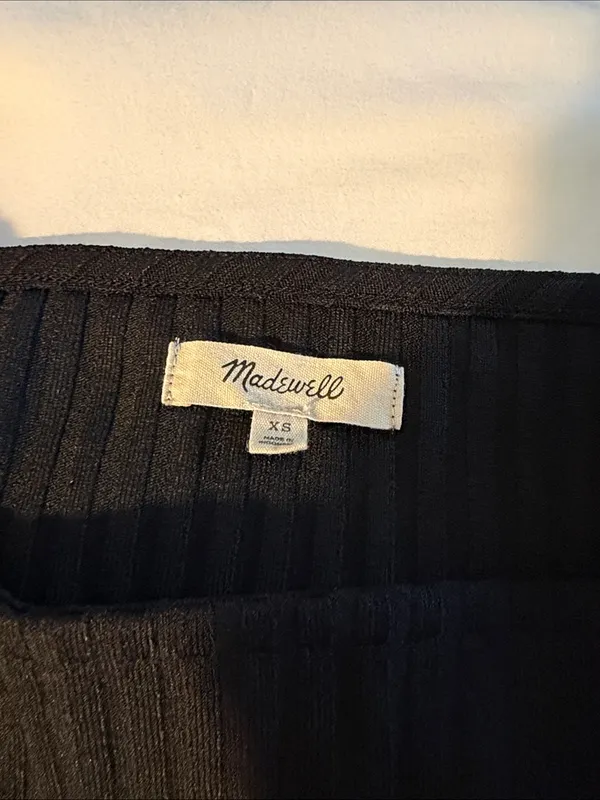 Madewell Black Ribbed Off-Shoulder Long Sleeve Top - Image 2