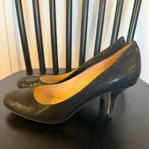 Kate Spade black glitter round toe pumps heels 8 - Image 6