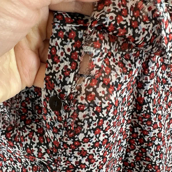 NWT Mango Amelie Floral Maxi Dress Size 4 Red Black Chiffon Ruffle Long Sleeve - Image 5