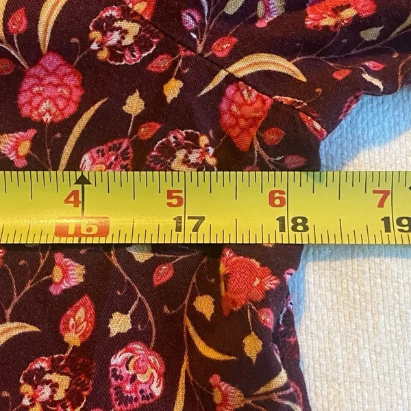 Old Navy Floral Mini Dress Women’s Small Burgundy Pink V-Neck Pockets Boho - Image 8