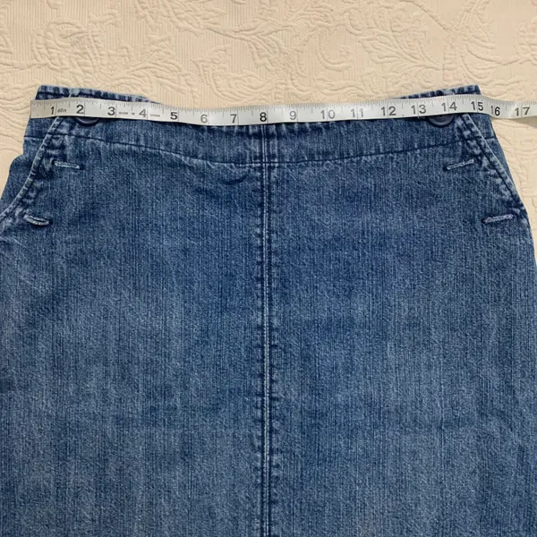 Boden A-Line 100% Cotton Medium Wash Denim Jean A-Line Casual Skirt - Image 6