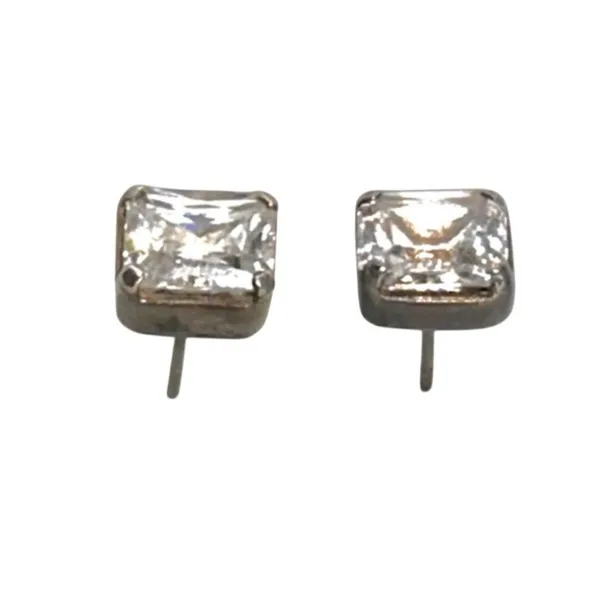 Sterling Silver & CZ Stud Earrings Silver - Image 7