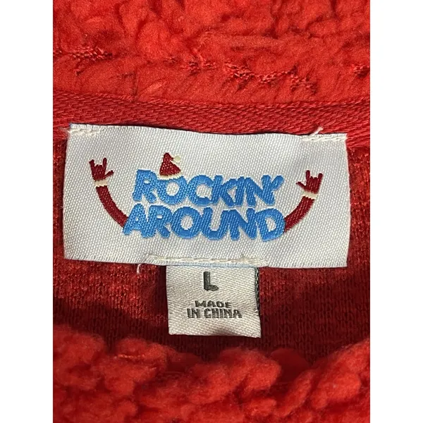 Ugly Christmas‎ Sweater Womens L Santa Suit Sherpa Sequined Fleece Red C0073 - Image 2
