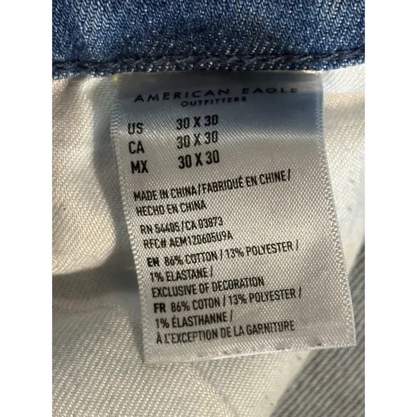 American Eagle Airflex + Light Distressed Skinny Denim Jeans Size 30x30 Mid Rise - Image 5