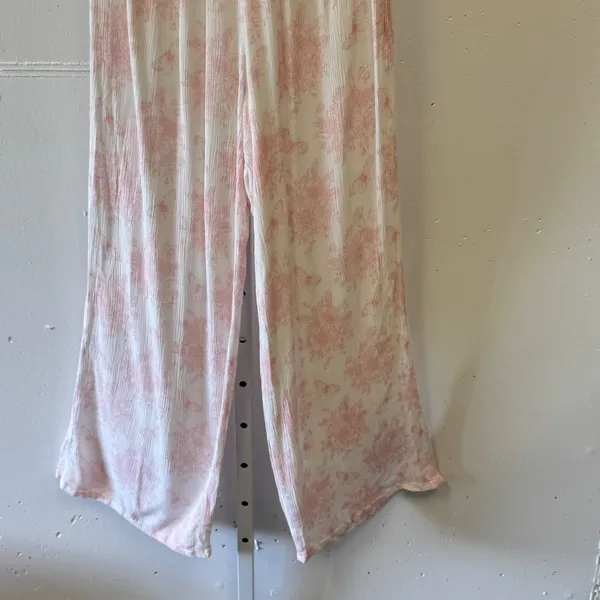 Dippin Daisys Pink White Floral Toile Wide Leg Pants Large Boho Festival - Image 4