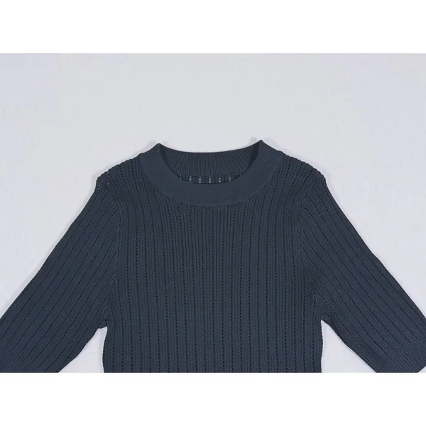 Halara Ribbed Knit Sweater Size Medium Black Work Office Minimalist Fitted - Image 5