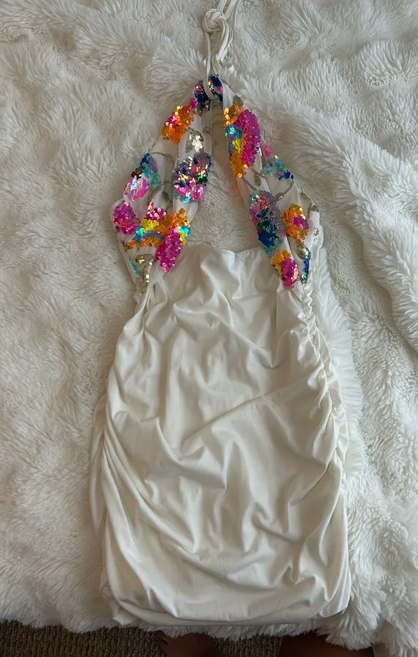 White Mini Lucy in the Sky Dress Bodycon - Image 2