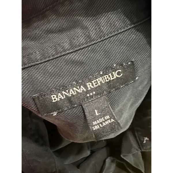 Banana Republic‎ Womens Black 100% Lyocell Utility Shirt Long Sleeve Relaxed L - Image 6
