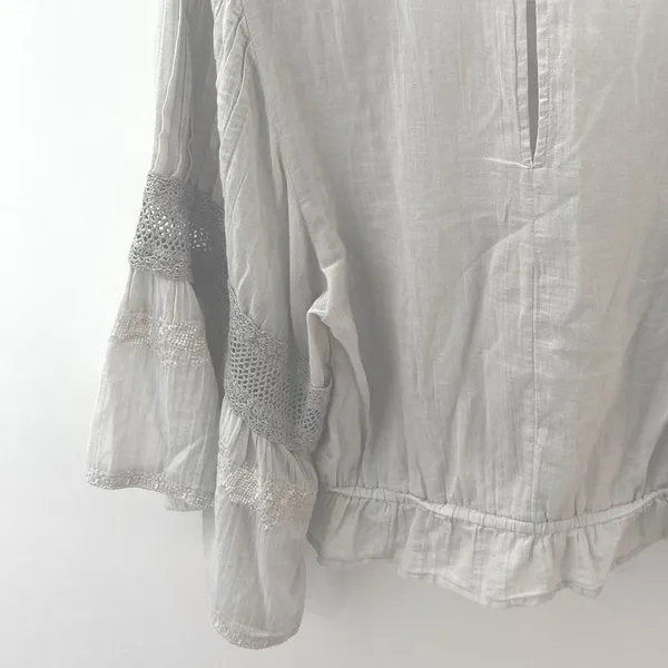 American Eagle Embroidered Bell Sleeve Blouse Womens S Boho Cottagecore Renfair - Image 11