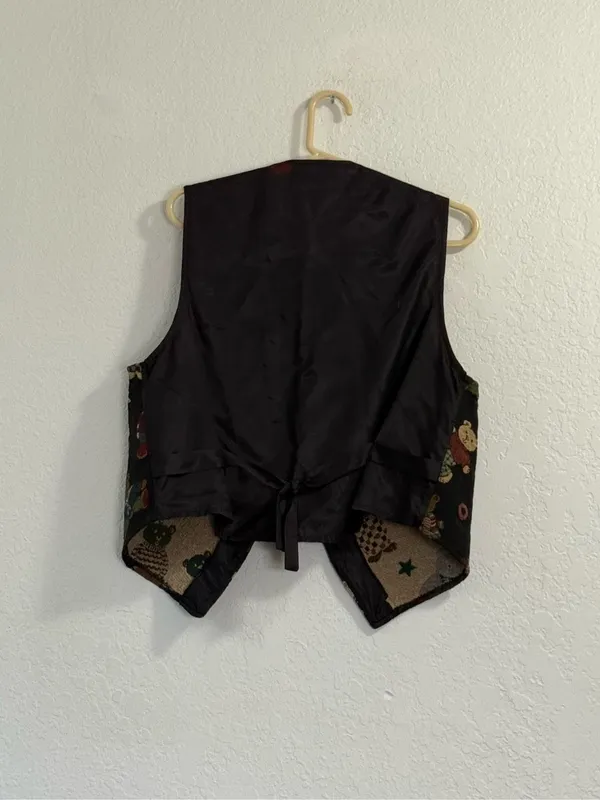 Vintage Casey & Max Teddy Bears Women's Sleeveless Vest Size M Tapestry - Image 4