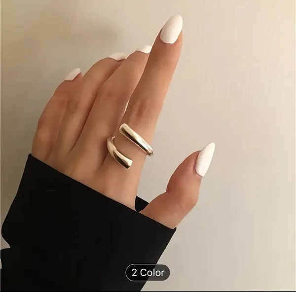2 Pieces Vintage Inner Style Geometric Punk Alloy Exaggerated Stacked Rings - Image 4