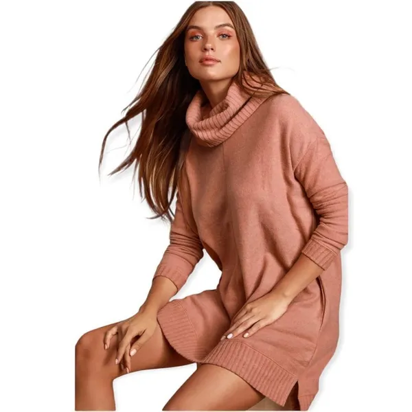 NWT * LULU'S Autumn Daze Mauve Pink Cowl Neck Long Sleeve Sweater Dress - Image 4