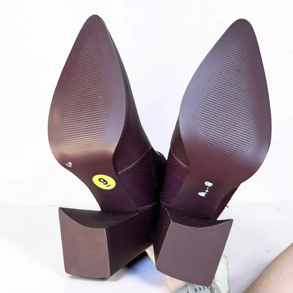 Steve Madden Sock Ankle Boots Pointed Toe Block Heel Booties Burgundy Women's 9 - Image 4