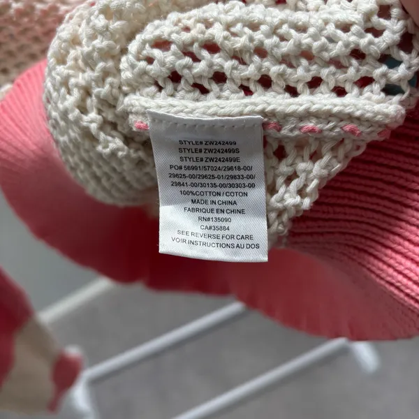 Z Supply Pink & Cream Broadbeach Striped Open-Knit Crewneck Sweater - Image 6