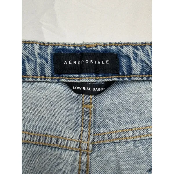 Aeropostale Low Rise Baggy Distressed Light Wash Jeans 18R Y2K Skater Jeans - Image 6