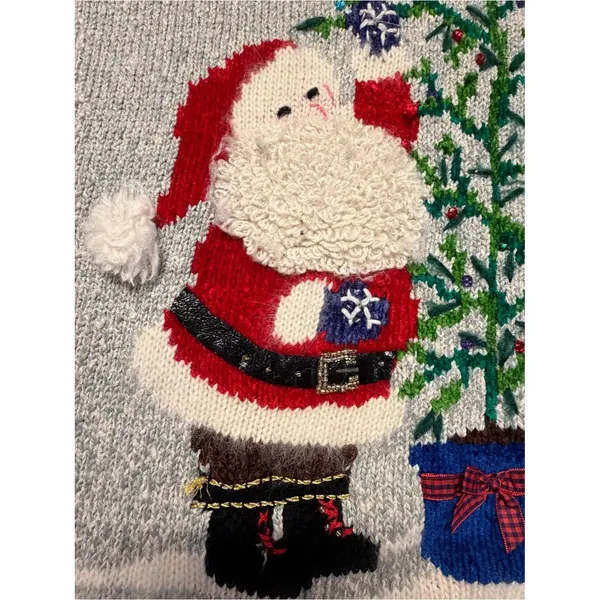 Vtg Design Options Philip & Jane Gordon Womens Christmas Sweater Size M/L Santa - Image 3