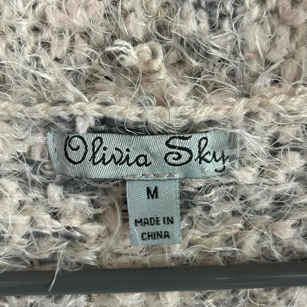 Olivia Sky Women's Sleeveless Open Front Cardigan Sweater Beige Size M Boho Knit - Image 5