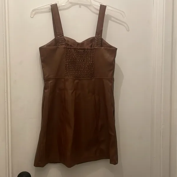 2/$30 A new day faux leather brown leather dress with bodice size small - Image 5