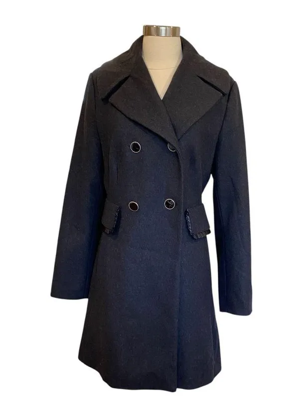 Betsey Johnson Wool Longline Coat In Dark Grey Size 8 - Image 2