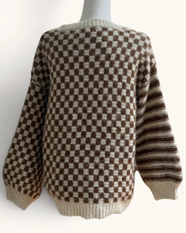 Blu Pepper Mocha Mixed Checker Sweater, Size M, MSRP $64 - Image 5