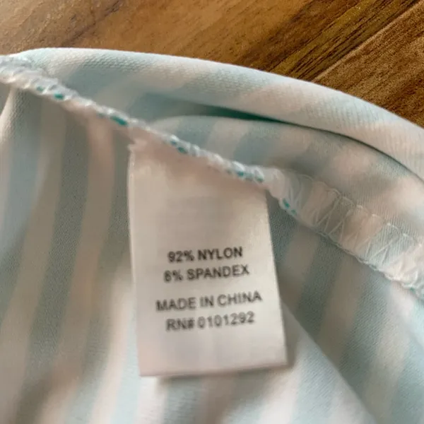 Lulu B Small Aqua Stripe UPF Top Lace Sleeve Coastal Beach Resort Cruise - Image 13