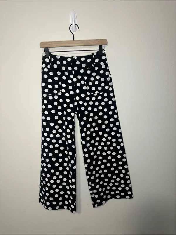 Anthropologie Colette Cropped Wide-Leg Trousers Maeve Ponte Edition polka dot 27 - Image 2