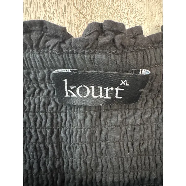 Kourt Calypso Maxi Dress Black Swiss Dot‎ Ruffle Smocked Tiered Size XL - Image 5