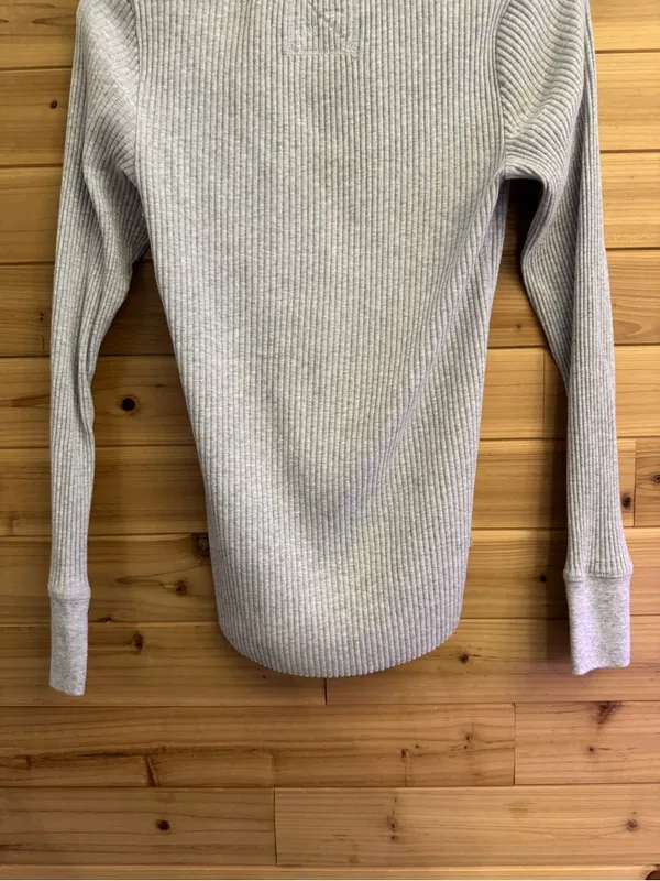 Aerie Large Ribbed Essential Henley Layering Long Sleeve Raw Edge Hem Shirt - Image 5