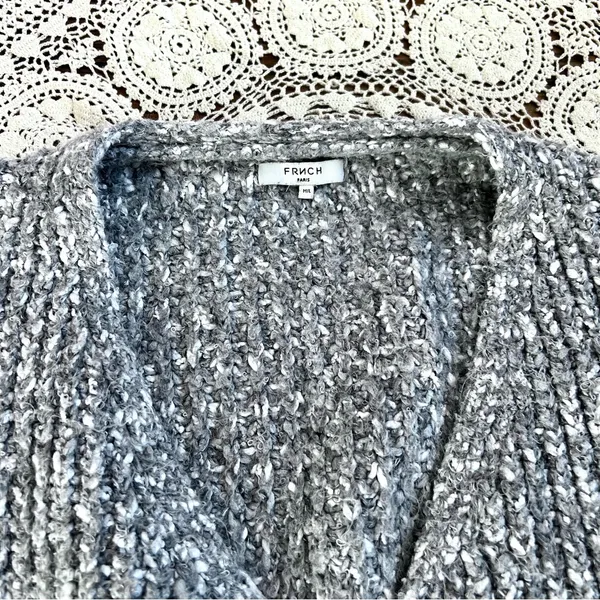 FRNCH PARIS Thick Knit Grey Open Cardigan Medium - Image 2