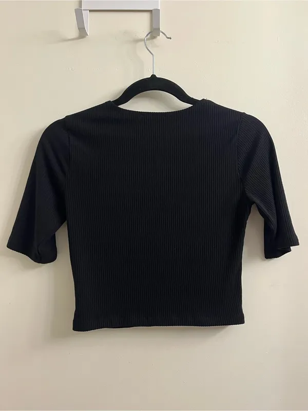 Reformation Janine Black Ribbed Tee Size Small - Image 6