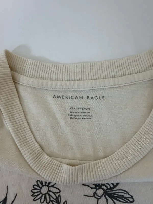 American Eagle Save The Bees Graphic Tee Cream Oversized Short Sleeve - Image 7