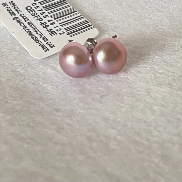 Belle de Mer Pink Cultured Freshwater Pearl Stud Earrings 8-9mm Sterling Silver - Image 2