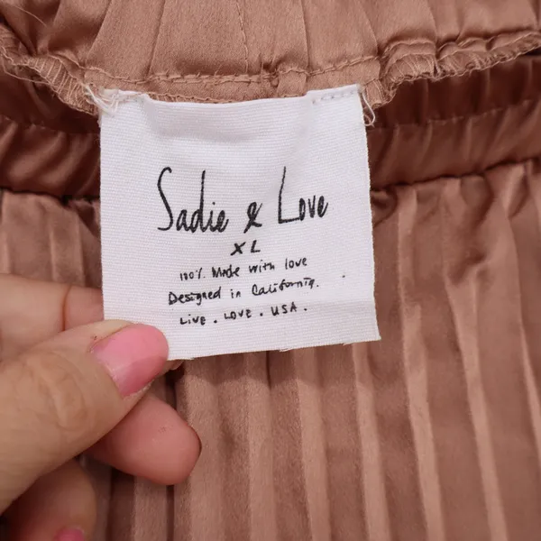 Sadie & Love Skirt Womens XL Rose Gold Pleated Midi Excellent - Image 2