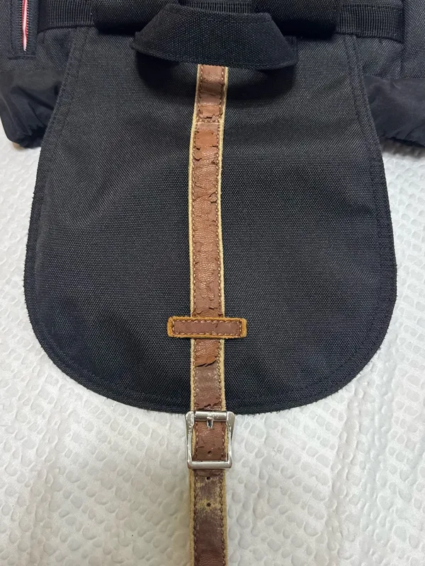 Herschel Black Canvas Backpack with Brown Leather Straps - Image 11