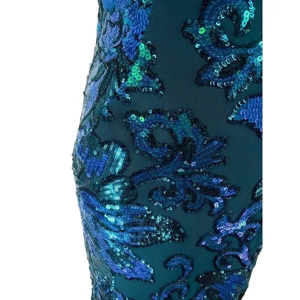 Jovani 08459 Royal‎ Blue Sequin Floral High Slit Mermaid Prom Gown NWT Size 0 - Image 5