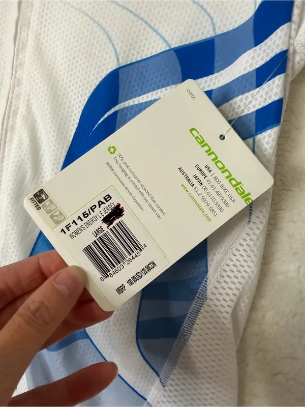 Cannondale Cycling Jersey Energy LE Zip Up Top White Blue Womens Size Large NWT - Image 5