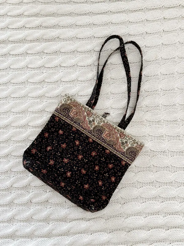 Vera Bradley Retired Black Walnut Floral Tote Bag with Paisley Trim - Image 2