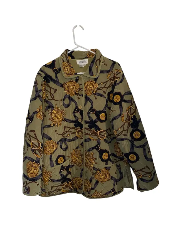 Vintage Nicole Summers Pure Silk Quilted Jacket Equestrian Hunt Padded Barn Coat - Image 2