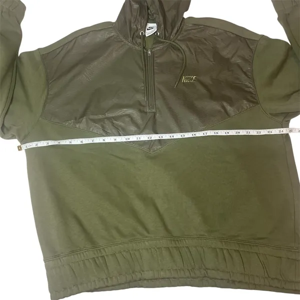 Nike Icon Clash Olive Green Half Zip Hoodie Windbreaker‎ Panel Pullover Sz M - Image 9