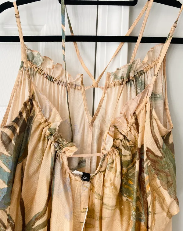 Tropical Print Oversized Flowy Dress, Size XS - Image 10