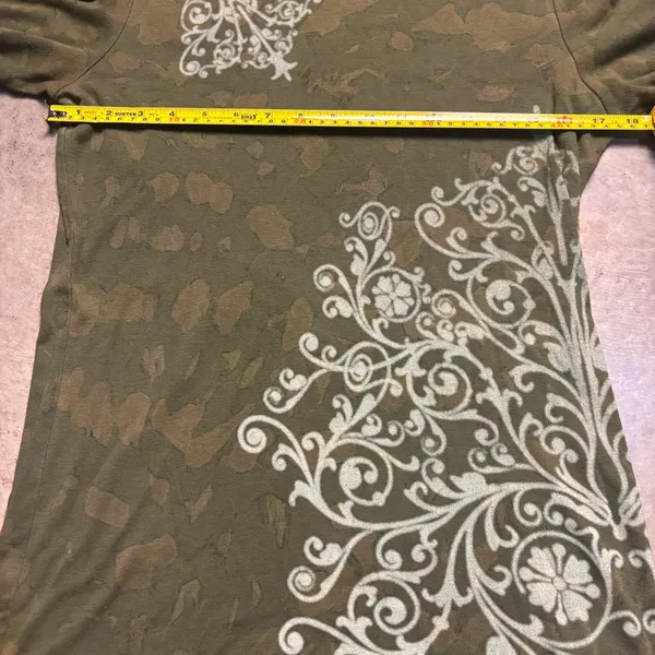 Tryst Retro Y2K Skater Olive Green Camo MallGoth Printed Shirt Womens XL - Image 5