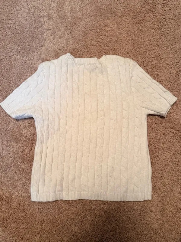 Forever 21 Cream Cable Knit Short Sleeve Cardigan - Image 3