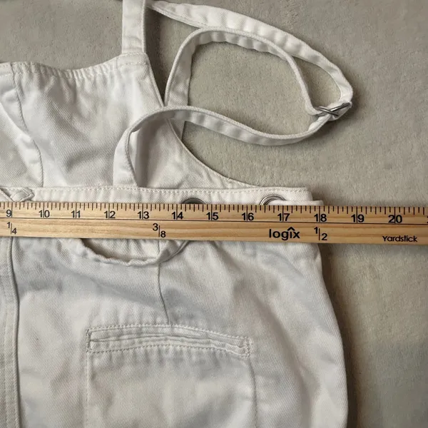Free People Denim Overalls Size S White Tie Waist Dungarees Utility Jumpsuit - Image 6