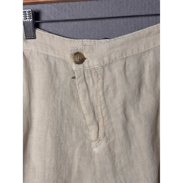 Zara Womens Alana Linen Pant M Beige Cargo Wide Leg Seam Detail Coastal Grandma - Image 6